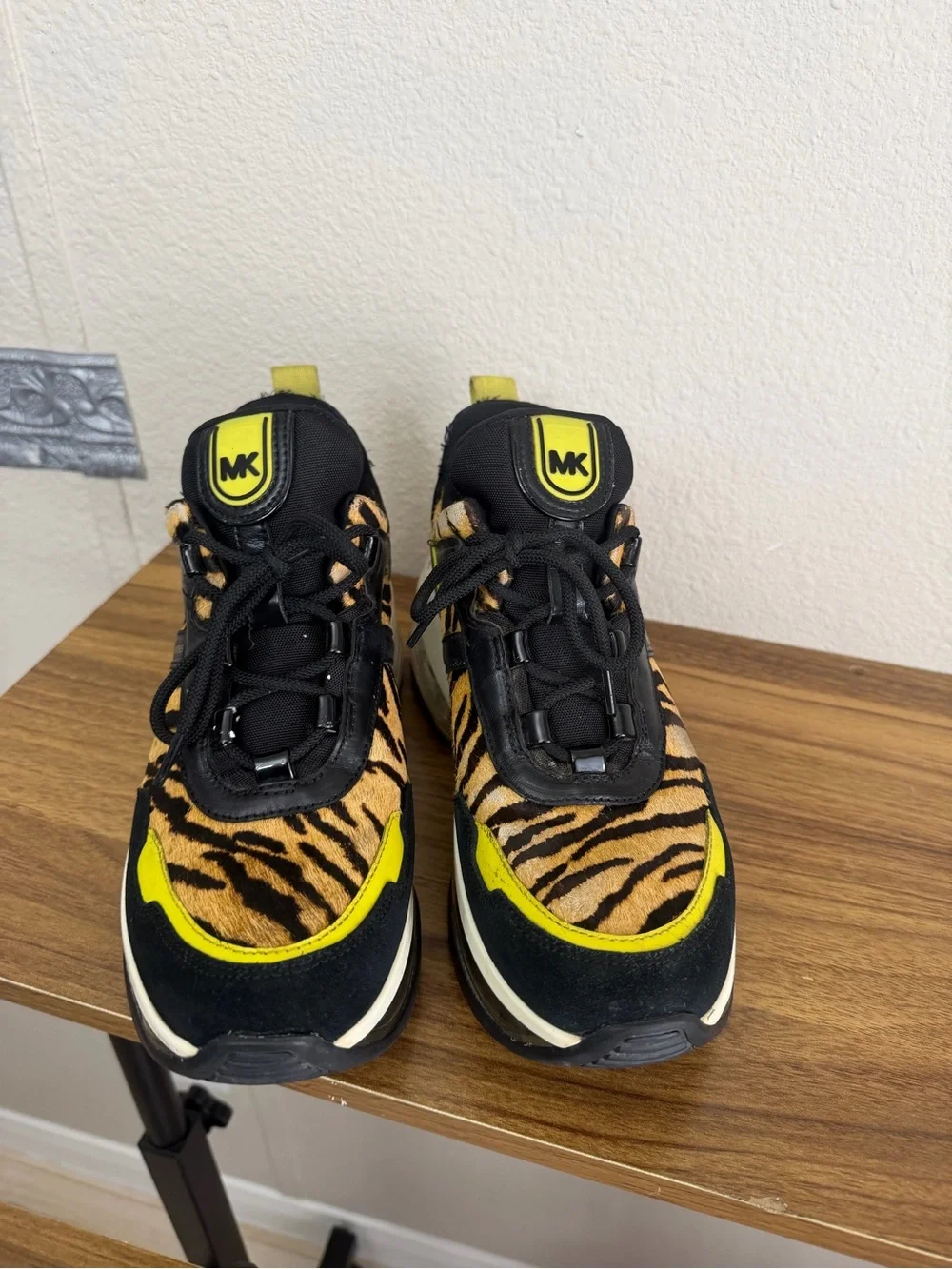 Michael Kors Kids Tiger-Print Sneakers in Yellow and Black